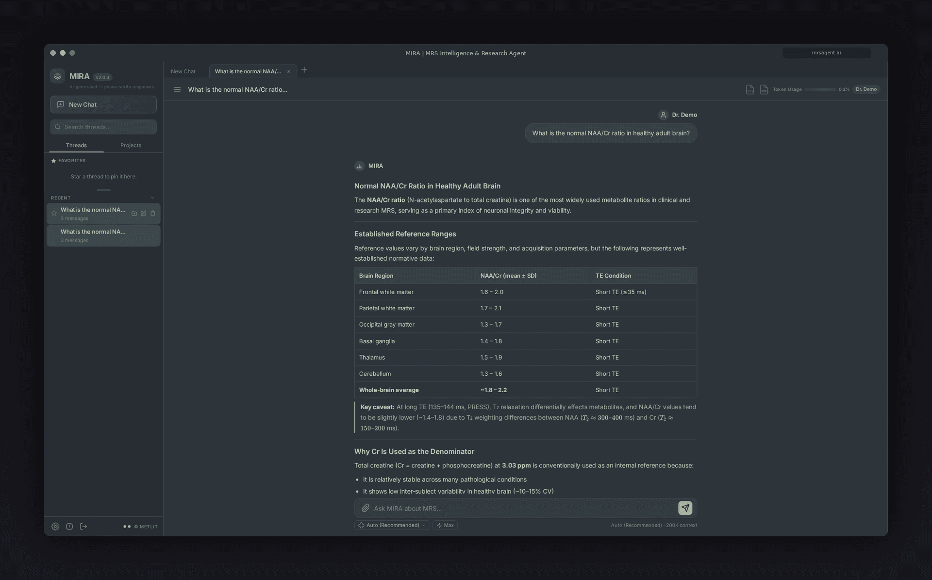 MIRA — METLiT MRS Intelligence & Research Agent interface